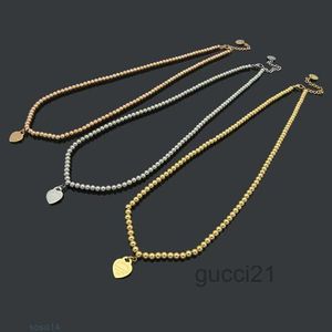 0ucj Kmfq Gioielli firmati con palline di pesca Collana con perline in oro/argento/rosa Marchio completo come regalo di nozze e Natale 1YPZ