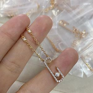 Nya designer messikas hänge halsband för kvinnors sier rosguld geometrisk diamant glidande tre diamant populära halsbandsmycken gåva