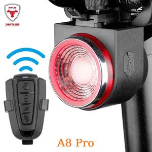 Światła Antusi A8 Pro Road Bike Antitheft Blokada alarmowa Auto Hamurzanie Rowawstwo Wylbotlenie RAMOTU RUKIKU RUKICLE LILE LIGHT MTB BELREY BELL