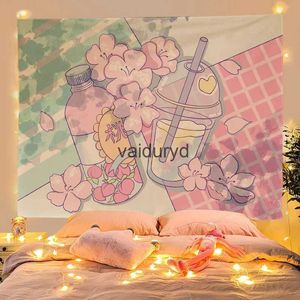 Tapestries ins rosa tjej persika blossom tapestry söt glass kamera kawaii rum dekor sovrum sovrum dekoration estetiskt tyg bakgrundvaiduryd