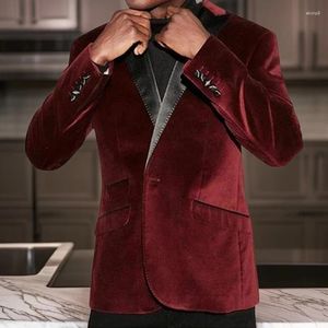 Men's Suits Slim Fit Groom Tuxedos For Wedding 2024 2 Pcs Men Custom Burgundy Velvet Smoking Jacket With Pants Male Fashion Costume