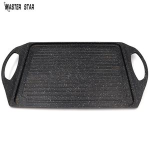 Master Star Flat Fry Pan Granite Coating NonStick Grill Cooking Board Cast Aluminum Alloy BBQ Tools Camping Cookware 240117