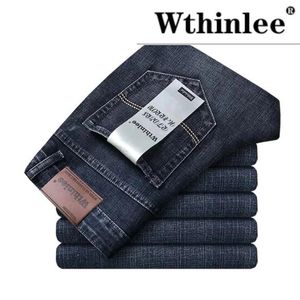 Jeans män klassisk jean hög kvalitet rak ben manliga casual byxor plus storlek 30-40 bomull denim byxor ropa hombre 240117