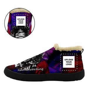 Coolcustomize novo design personalizado morcego fantasma crânio de abóbora festival de Halloween botas de neve personalizadas próprias moda inverno pele quente forrada botas de vovó unissex