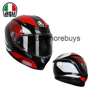 Capacete de motocicleta Full Face Open Agv k de fibra de carbono masculino Four Seasons Motorcycle Racing Capacete completo anti nevoeiro capacete de segurança de verão preto fosco G3CQ