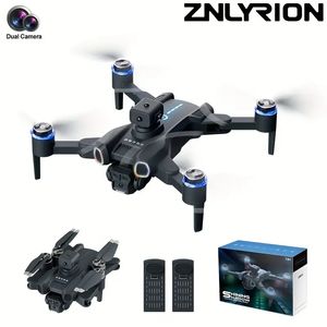 With 2 Batteries New H117 Drone With Dual Adjustable Camera, Brushless Motors, Intelligent Obstacle Avoidance, 7 Colorful LED Light Modes, Strong Wind Resistance