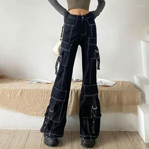 Women's Pants Korean Fashion Harajuku Black Women Baggy Jeans Lace-up Decoration Y2k Grunge Goth Trousers Streetwear Clothes