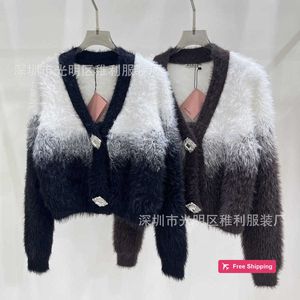 Designer feminino suéteres miu casa alta edição outono inverno puro desejo vento imitação diam camisola de malha querida estilo top k62v