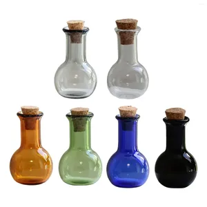 Bottles 6 Pieces Mini Glass With Cork Bulb Shape Wishing Bottle Cute Tiny Jars