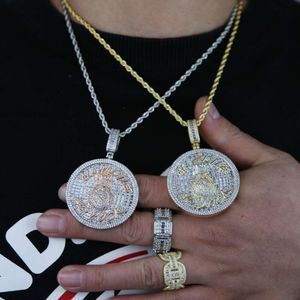 Designer de jóias Novo Hiphop Nome inicial personalizado All Hustle No Luck Colar Pingente com corrente de corda Iced Out 5A Cubic Zircon Jewelry HipHop