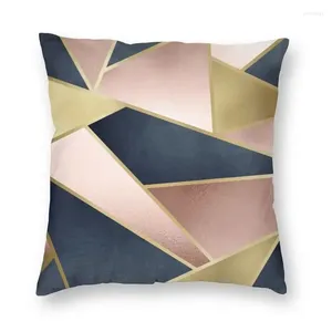 Kissen Roségold, Rosa, Marineblau, geometrisch, abstraktes Muster, Bezug 40 x 40, Heimdekoration, Geometrie-Überwurf für Wohnzimmer