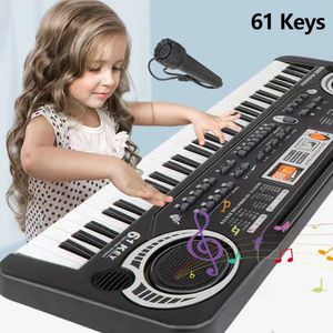 Kids Electronic Piano Keyboard Portable 61 Keys Organ with Microphone Education Toys Musical Instrument Gift for Child Beginner 240117