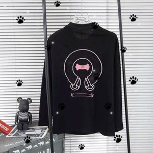 Luksusowy designerski T Shirt Mężczyźni Kobiety luźne bluzy za szyję z kapturem męskie tshirt ch skórzane haft z długim rękawem bawełniany powłok