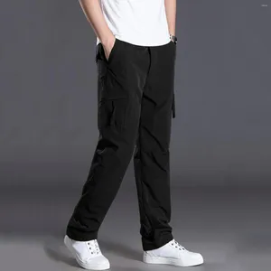 Men's Pants Mens Solid Color Casual Fashion Street Large Pocket Multi Belt Slim Stuffing M Apparel Juniors Thick