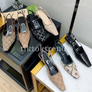 Slingbacks high heels women sandal genuine leather formal shoes designer sandals high heel square toe ankle strap party shoes Eur35-42