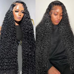 250 Densitet 32 ​​40 tum 13x6 HD Transparent Loose Deep Wave Lace Frontal Wig Human Hair Remy Curly 13x4 Spets Front Wigs For Women