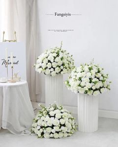 Декоративные цветы, 10 шт., большая белая роза, гортензия, искусственный цветочный шар, свадебный стол, центральный элемент, цветочный реквизит для вечеринки, сценического деко