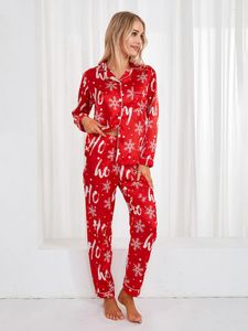 Damska odzież sutowa Yileegoo Women Christmas 2pcs Zestaw piżamy w paski Pirukowane długie rękawy PJS Button Down Down and Pants Salloewear garnitur