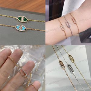 Messikas charm designer armband för kvinnor rosguld geometrisk diamant glidande tre diamants sier högkvalitativa smycken gåva