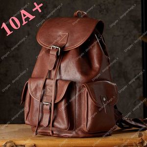 10A+ High quality bag Outdoor Handmade Trendy Vegetable Genuine Tanned Cowhide Travel Backpack Leather for Men Leisure British Style Bag