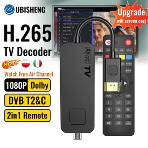 DVB T2 DVB C Dijital TV Decoder HEVC H.265 TV Tuner Ubisheng U3Mini DVBT2 TV Stick Fta T2 TV Kutusu İtalya için Dolby ile