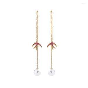 Studörhängen Romantisk Zircon 4 Style Swallow Earring For Women Simple Design Handgjorda grossist Datum Presentsmycken