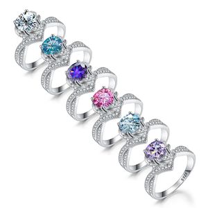 5 цветов на выбор Кольцо с муассанитом и бриллиантом, серебро 925 пробы, 1 карат, мигающие кольца с муассанитом для мужчин и женщин для вечеринки, свадебные украшения, подарок, размер 5-9
