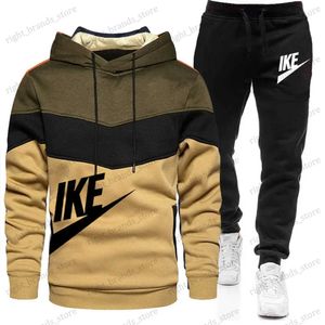 Men's Tracksuits 2023 New men's hooded sweatshirt and pants set zippered casual sportswear branded sportswear autumn and winter novelty T240118