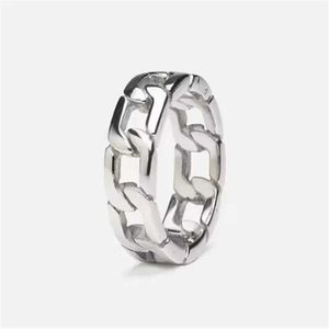 Band Rings Hollow Out Chain R316L Stainelss Steel Jewelry Punk Style Men Women Fashion Ring J240118