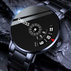 Andere Uhren ORUSS Original Edelstahl/Leder Luxus Wasserdicht Mode Schwarz Leuchtend Koreanische Version Quarz Analog für Männer Relo Q240118