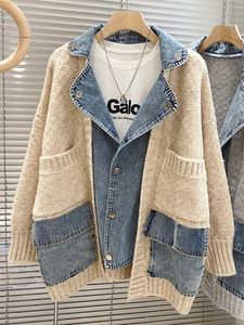 Giacche Autunno Inverno Sciolto e stile pigro Maglione addensato Cardigan Top Fashion Combinazione personalizzata Cappotto di jeans Donna 240117