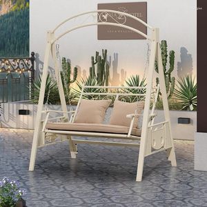 Lägermöbler vit hängande stol dubbel lat hängmatta gunga utomhus trädgård sedie da giardino esterno dekoration