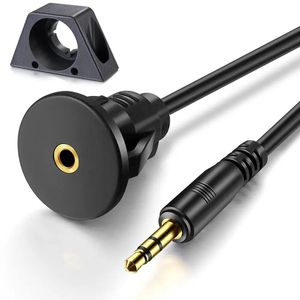 3.5mm Male to Female Car Truck Dashboard Panel Flush Mount Cable AUX Audio Jack Waterproof Extension Cable