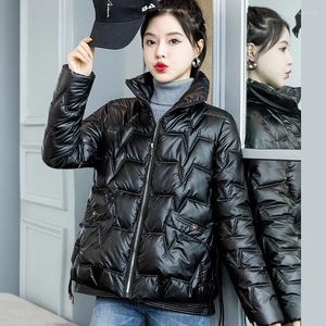 Casacos de trincheira femininos rosto brilhante vestido de algodão curto versão coreana onda solta padrão casaco inverno estudante lavagem livre maré