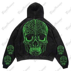 Herrtröjor tröjor diablo stil skräckelement högkvalitativt hoodie skalle skelett tryckt hoodie high street punk stil hoodie mäns och kvinnor'stopyolq