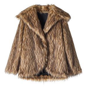 ユニセックスフェイクファーは大きなラペルネック環境に優しい毛皮の秋と冬の模倣アライグマの毛皮の肥厚コート