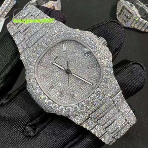 Orologio meccanico da uomo personalizzato prezzo all'ingrosso Moissanite VVS Moissanite orologio fatto a mano