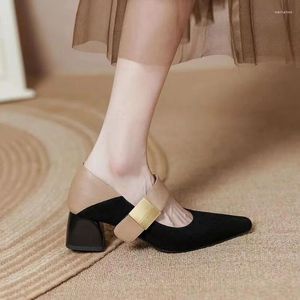 Dress Shoes Black For Women 2024 Mary Jane Office With Medium Heels Ladies Summer Footwear Normal Leather Casual Gothic On Offer Shoe