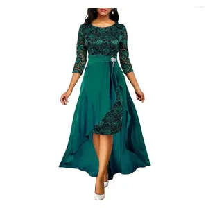 Casual Dresses Women Dress Skirt Set Elegant Lace Ruffle Hem Prom For High Waist Ankle Length Maxi With Banquets