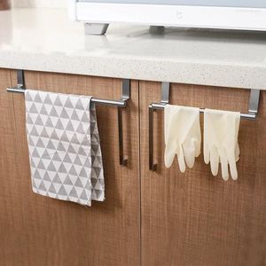 Kitchen Storage 23/36cm Towel Rack Over Door Bar Hanging Holder Stainless Steel Bathroom Cabinet Rag Shelf Hanger