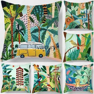 Travesseiro travesseiros animal floresta lance s capa de almofada tropical palmeira planta flor boêmio caso decorativo para sofá covervaiduryd