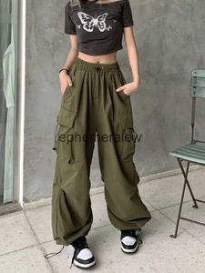 Women's Jeans Harajuku Baggy Wide Leg Vintage Pockets Cargo Pants Drawstring High Waist Streetwear Trousers Women Y2k Korean Fashionephemeralew