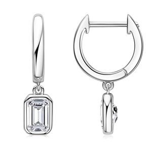D Färg VVS1 Square Moissanite Diamond Earrings White Gold S925 Sterling Silver Stud Earrings for Girls Women
