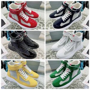 Con scatola High Top America Cup Scarpe sportive Sneakers in pelle per uomo Triangolo in gomma Skateboard Uomo leggero Comfort Casual Walking EU38-46