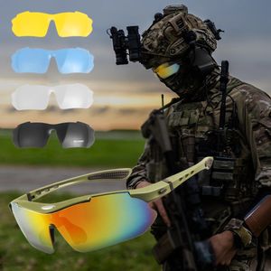 5 Lens Set Polarised Tactical Goggles Men Outdoor Sports Vindtättäthetsklättring Glasögon Säkerhetsskyddsglasögon 240117