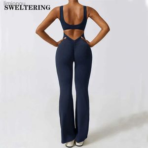Active Sets Women Jumpsuits One-Piece Yoga Suit Dance Belly Tightening Fitness Workout Set Stretch Bodysuit Gym Clothes Push Up SportswearL240118