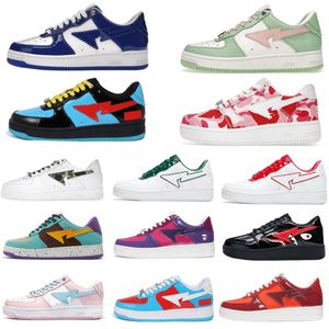 BapestasK8 Designer Sta Sapatos Casuais Sk8 Baixo Homens Mulheres Couro Envernizado Preto Branco Abc Camo Camuflagem Skateboarding Esportes Bapely Sapatilhas Treinadores Ao Ar Livre Tubarão