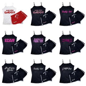 2023 Women Summer Outfits Letter Print Tracksuits Sexy Suspender Shorts Set 2 Piece Yoga Home Wear Casual Clothing S-Xxl 40