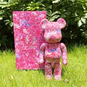 최신 400% 28cm Bearbrick abs cherry blossom 패션 베어 치아키 인물 수집가를위한 장난감 Bearbrick 예술 작품 모델 장식 장난감 선물