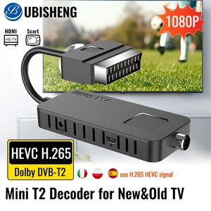 Decodificador digital terrestre dvb t2 h265 hevc scart receptor de tv ubisheng hd DVB-T2 pvr sintonizador de tv com controle remoto 2 em 1